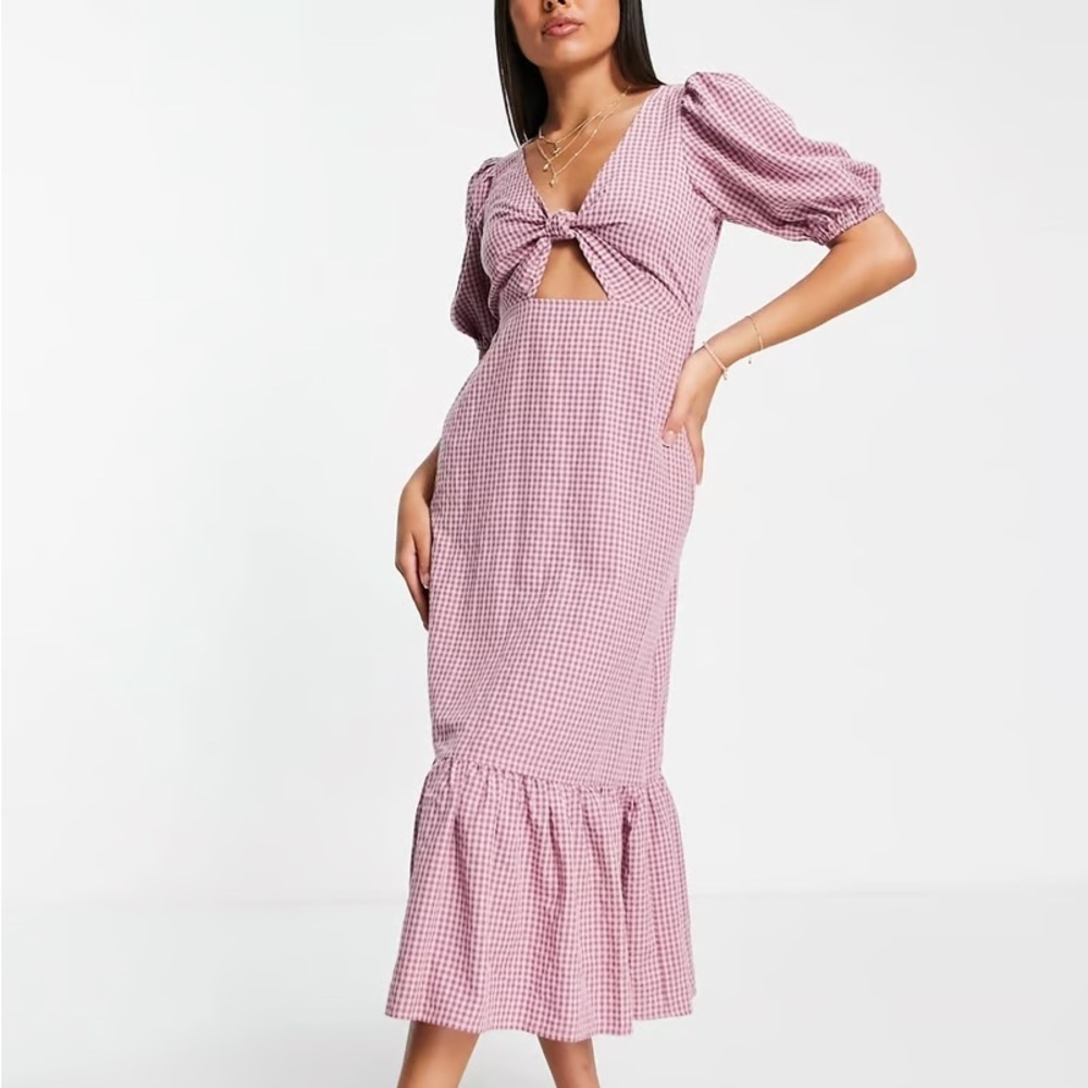 ASOS The Frolic NWT cut out midi gingham beach dress